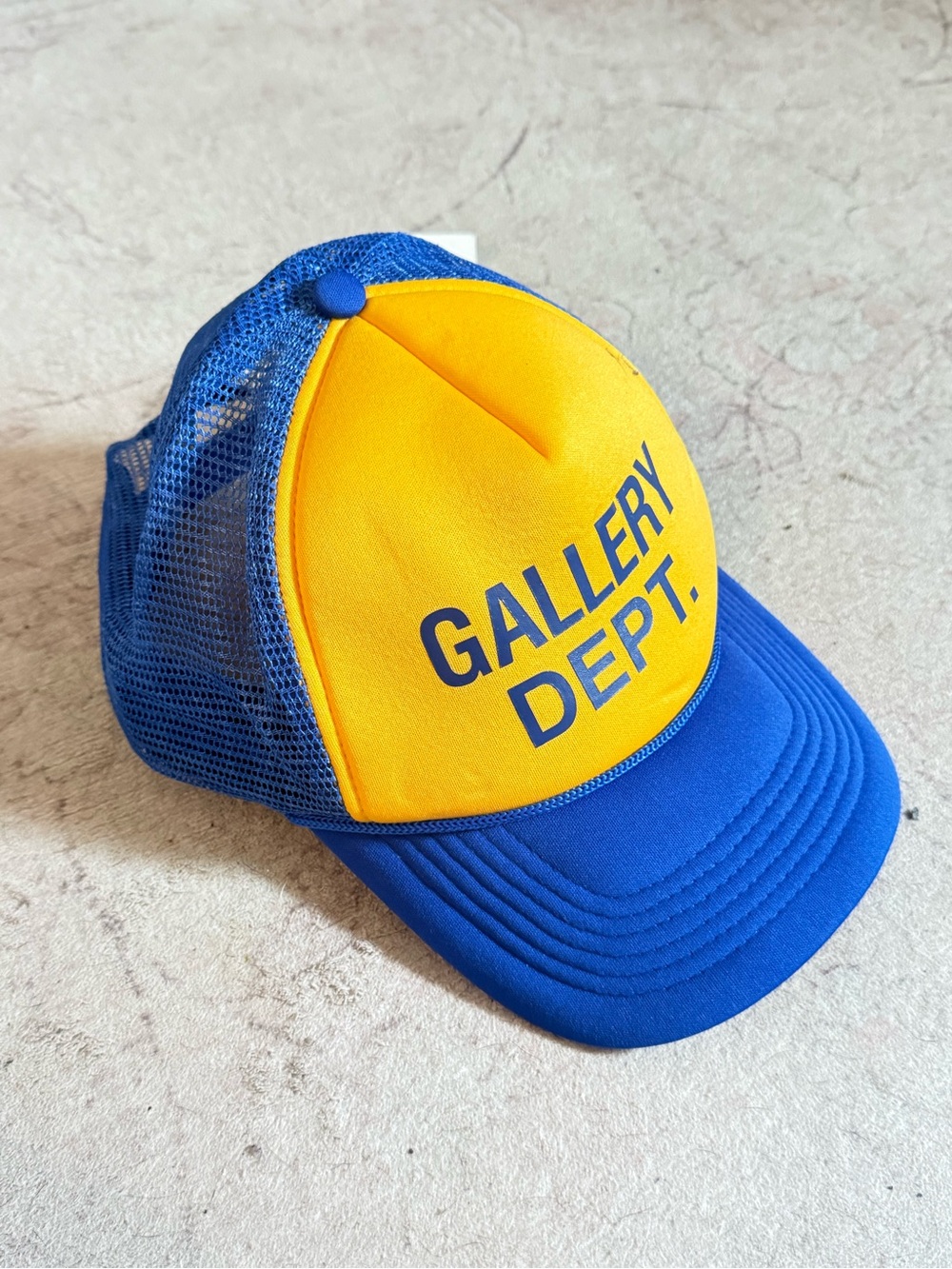 Gallery Dept Yellow and Blue Mesh Trucker Hat